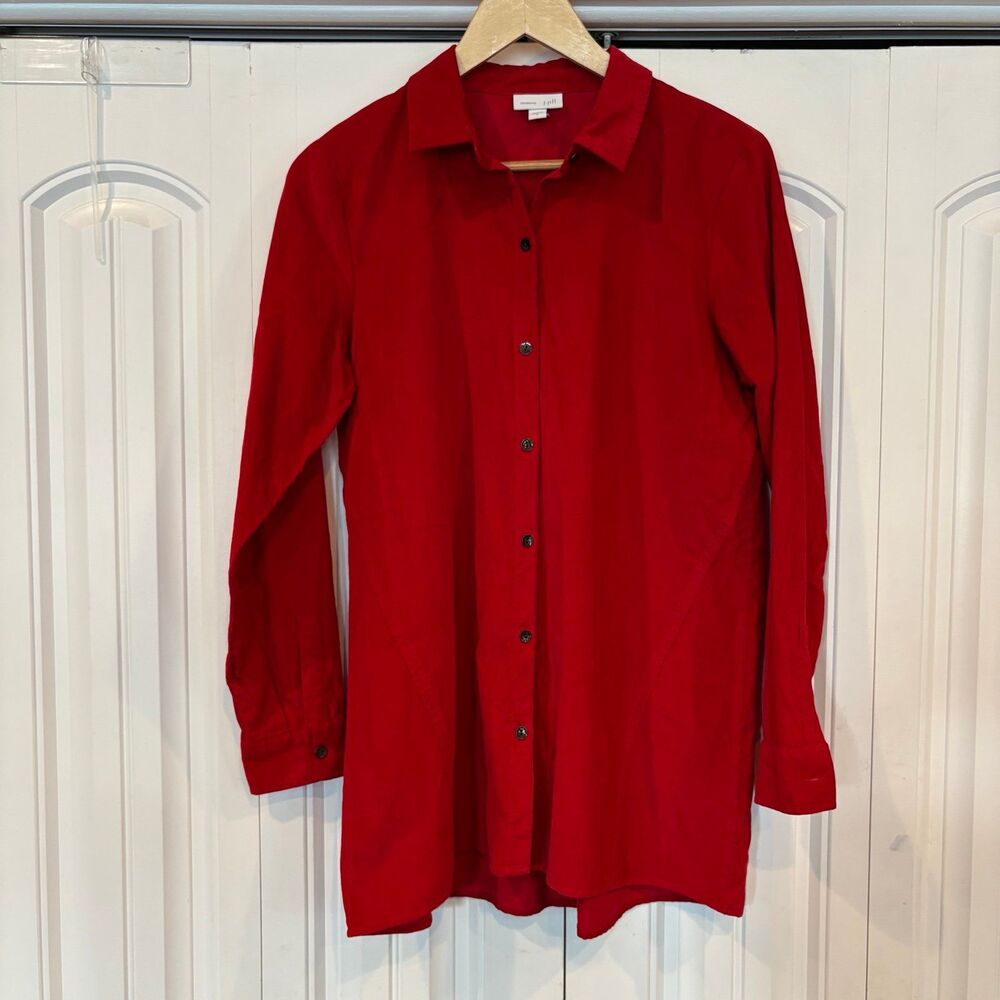 J. Jill Red Corduroy Button Up Shirt Size Small